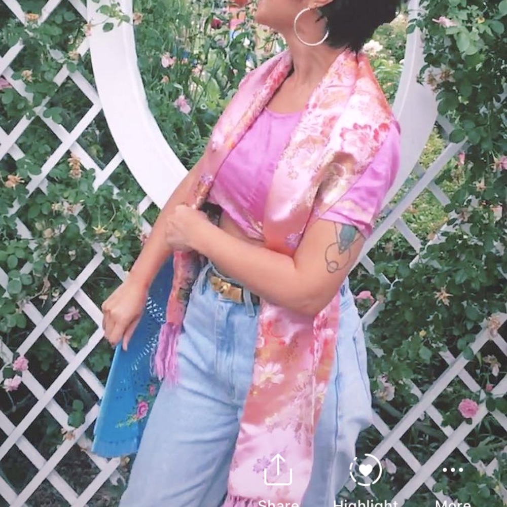 Silk Vintage Asian Scarf